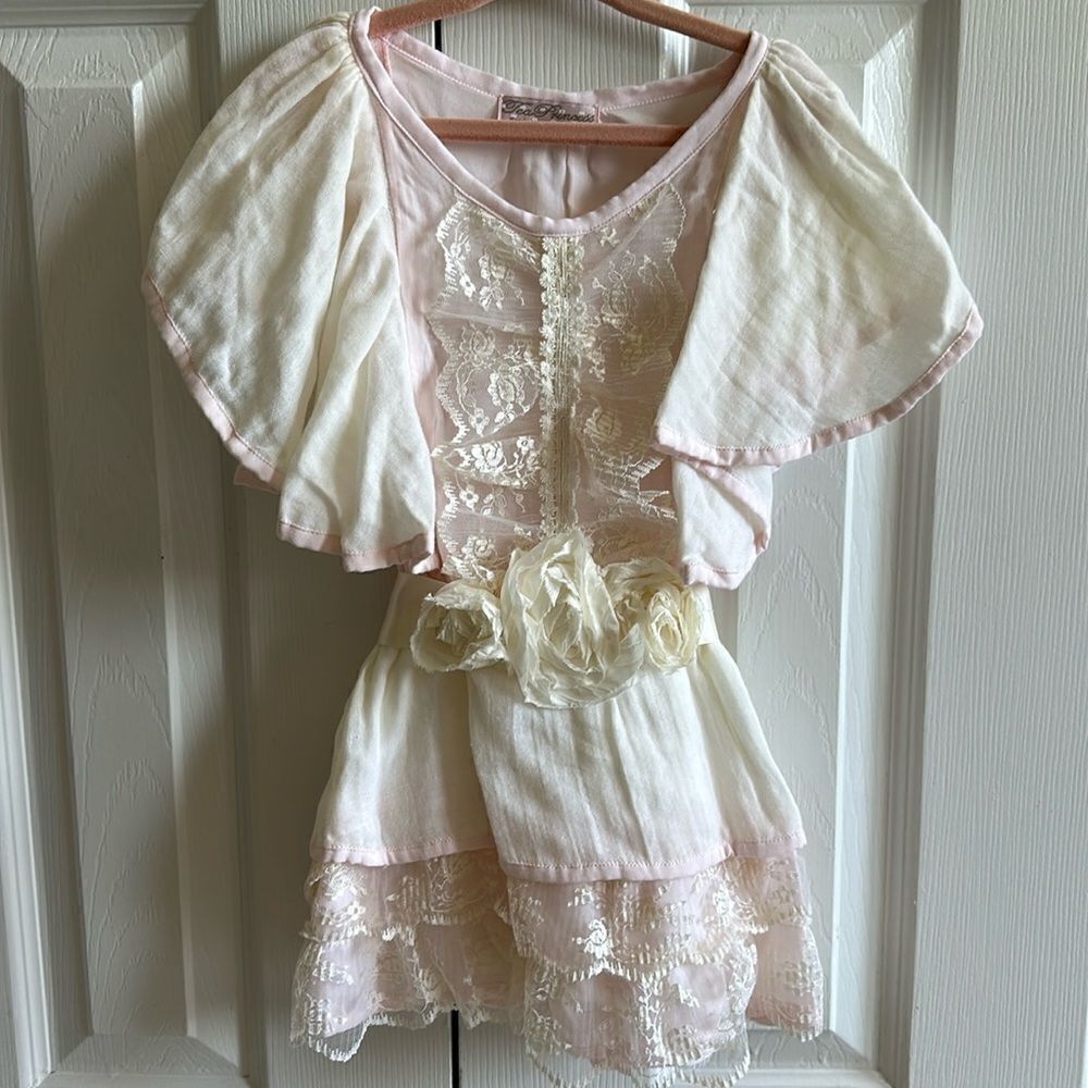 Tea Princess Little Girls Light Pink & Ivory Lace Ruffle Dress - Size 3